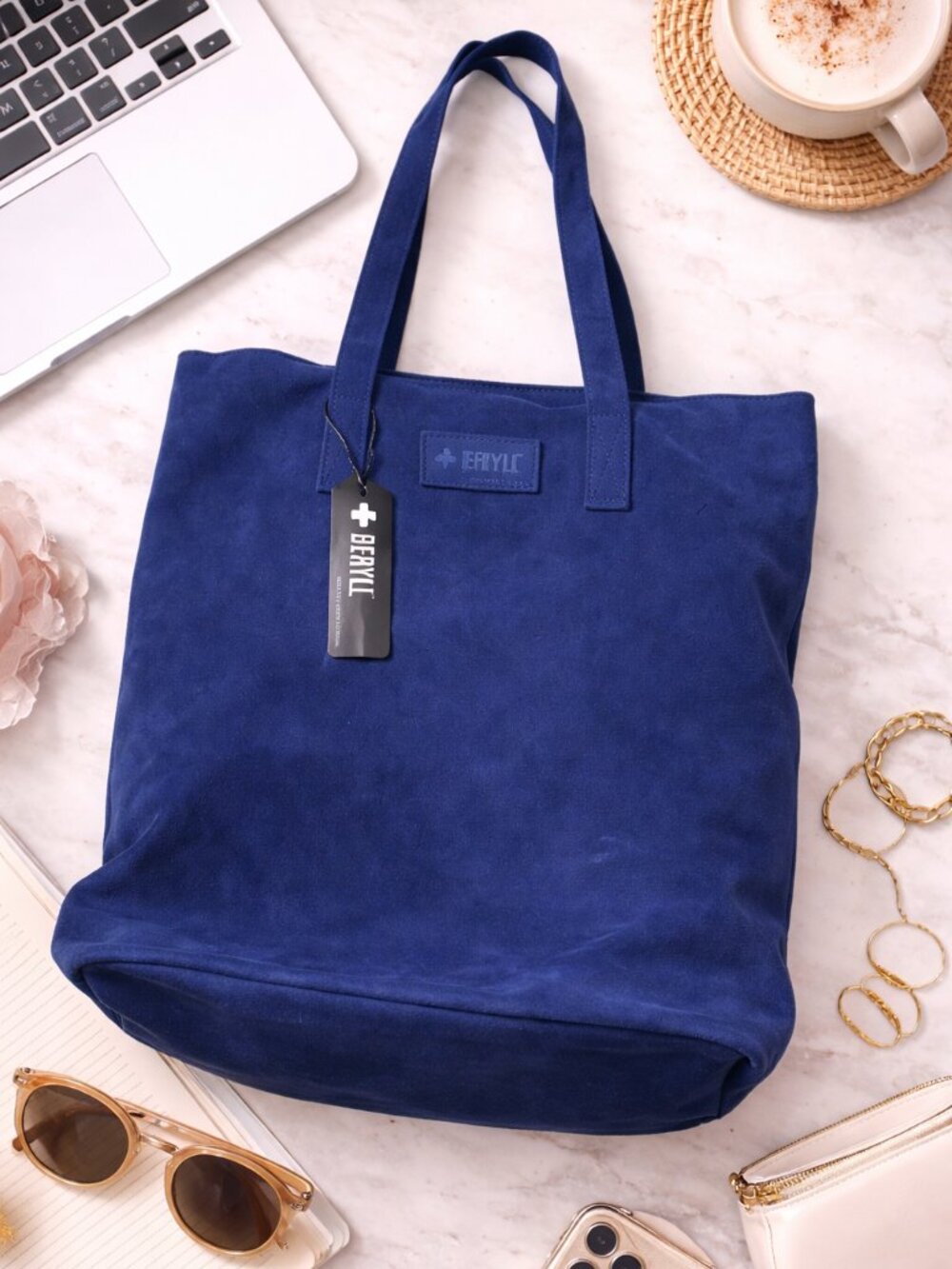 NWT Beryll Blue Tote Bag Large Shoulder Bag Canvas Minimalist Everyday